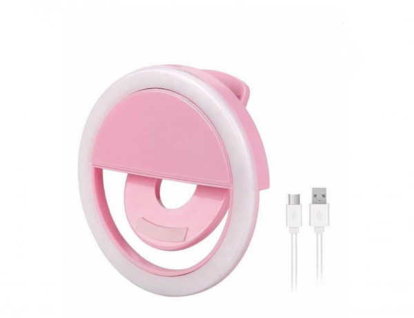 Селфи кольцо вспышка, лампа для мобильной фото/видео съемки Selfie Ring Light (Розовое)