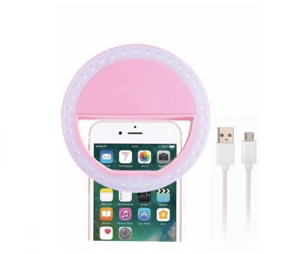 Селфи кольцо вспышка, лампа для мобильной фото/видео съемки Selfie Ring Light (Розовое)