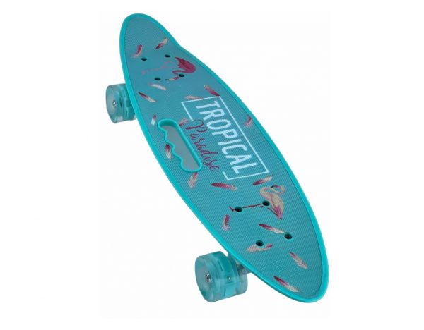 Скейт детский Пенниборд, M1.10, 60x16 см (фламинго), светящиеся колеса Like Goods