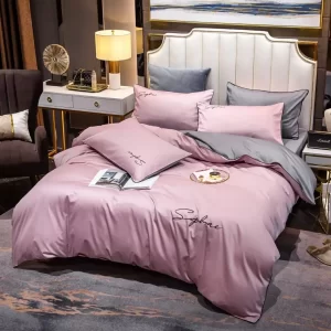 Комплект постельного белья "Розовый с серым"